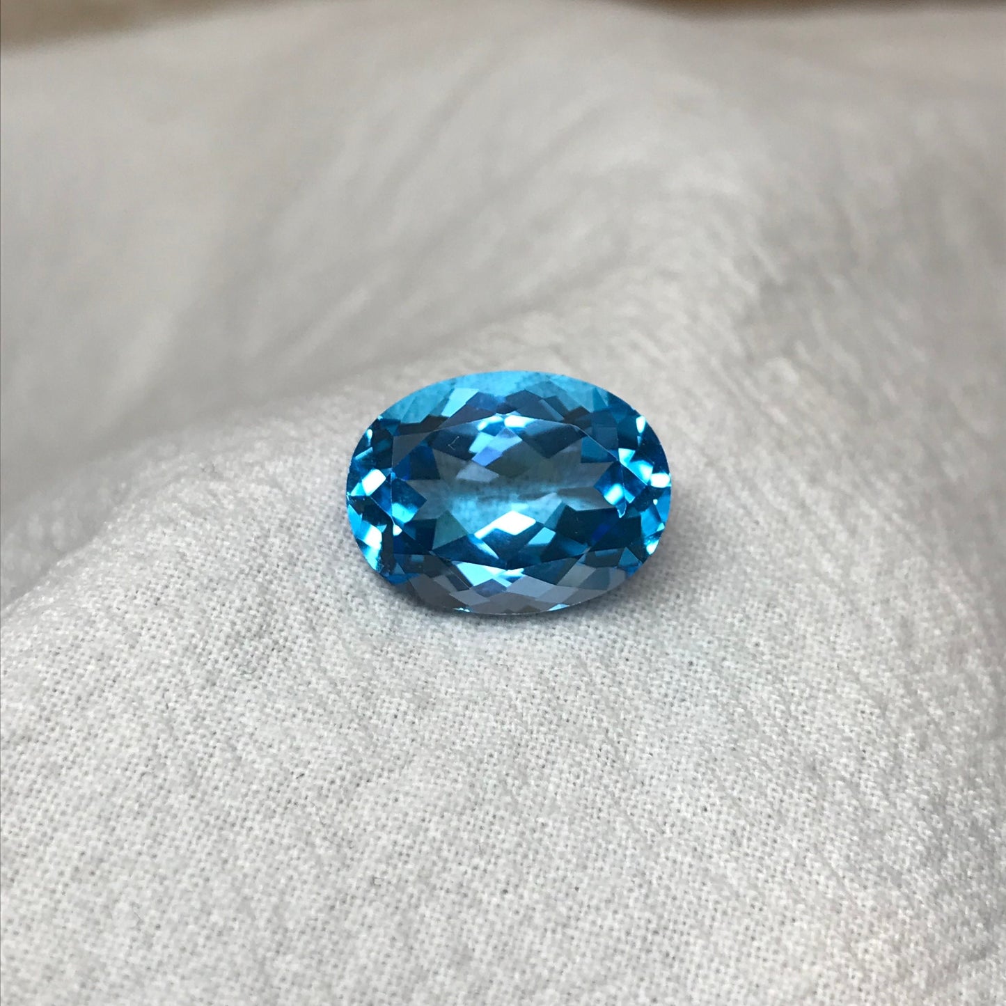 16x12mm Blue Topaz Oval Cut 12.82 Carat, Loose Gem, Faceted Real Topaz, Reclaimed Gems, December Birthstone US Seller