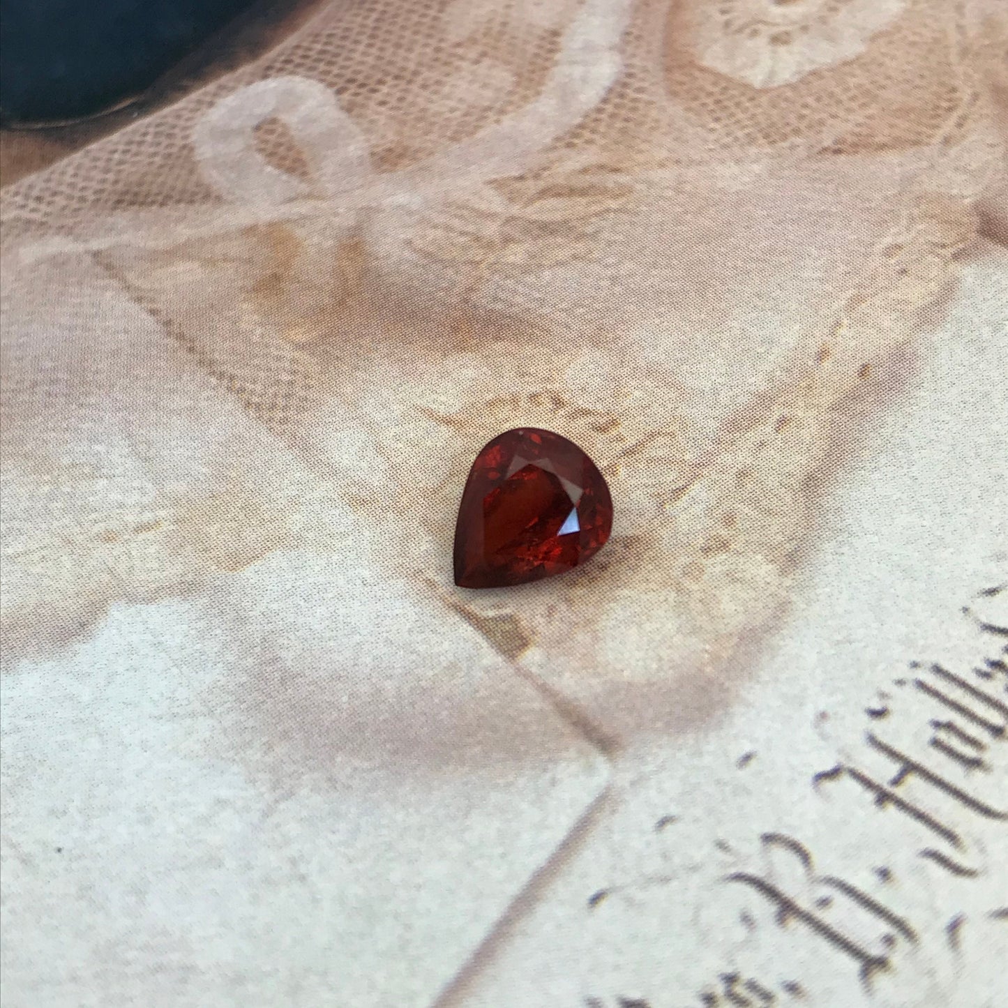 Natural Orange Red Spessartite Garnet 8.5x7mm Fat Pear 2.60 carat Faceted Gemstone Loose Gem Red Orange Garnet