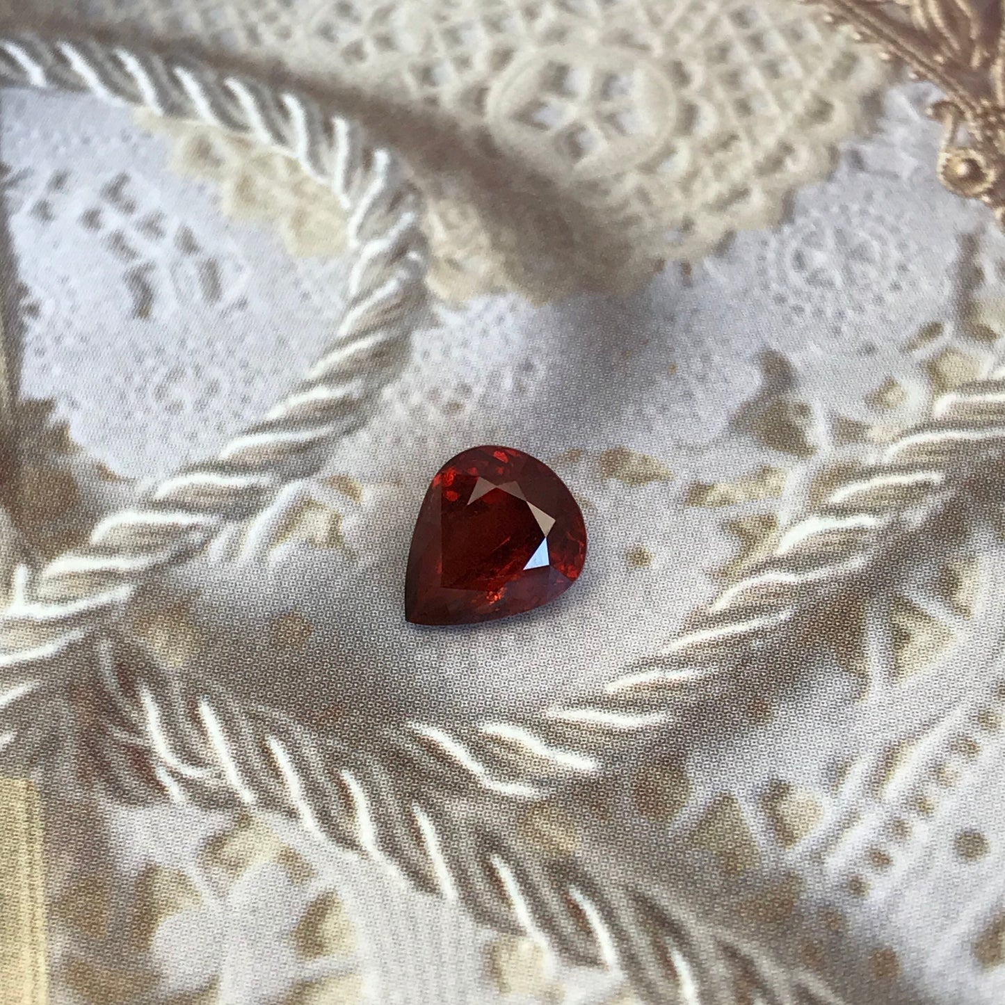 Natural Orange Red Spessartite Garnet 8.5x7mm Fat Pear 2.60 carat Faceted Gemstone Loose Gem Red Orange Garnet