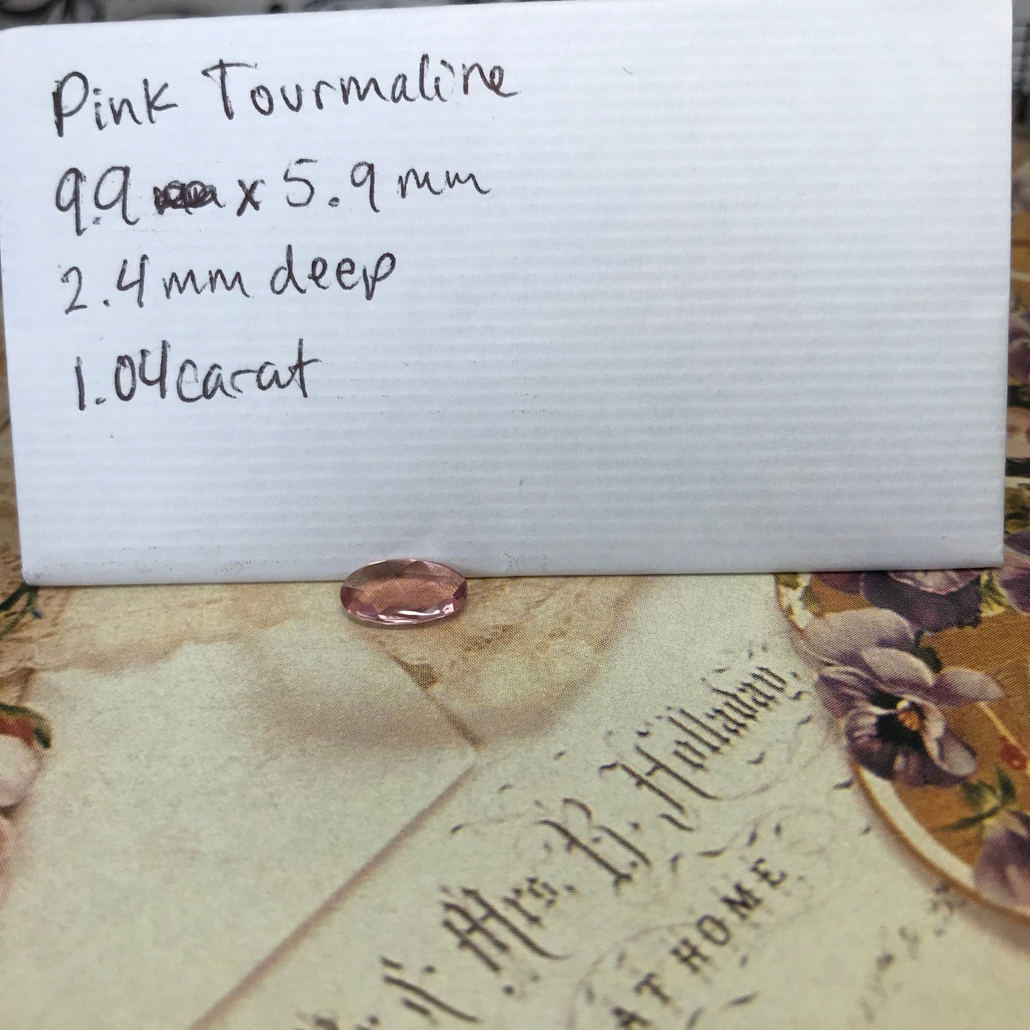 Natural Pink Tourmaline 1.04 carat 10x6 mm Long Oval Rose Cut, Unmounted Faceted Loose Gemstone for Jewelry Setting, Carnation Pink