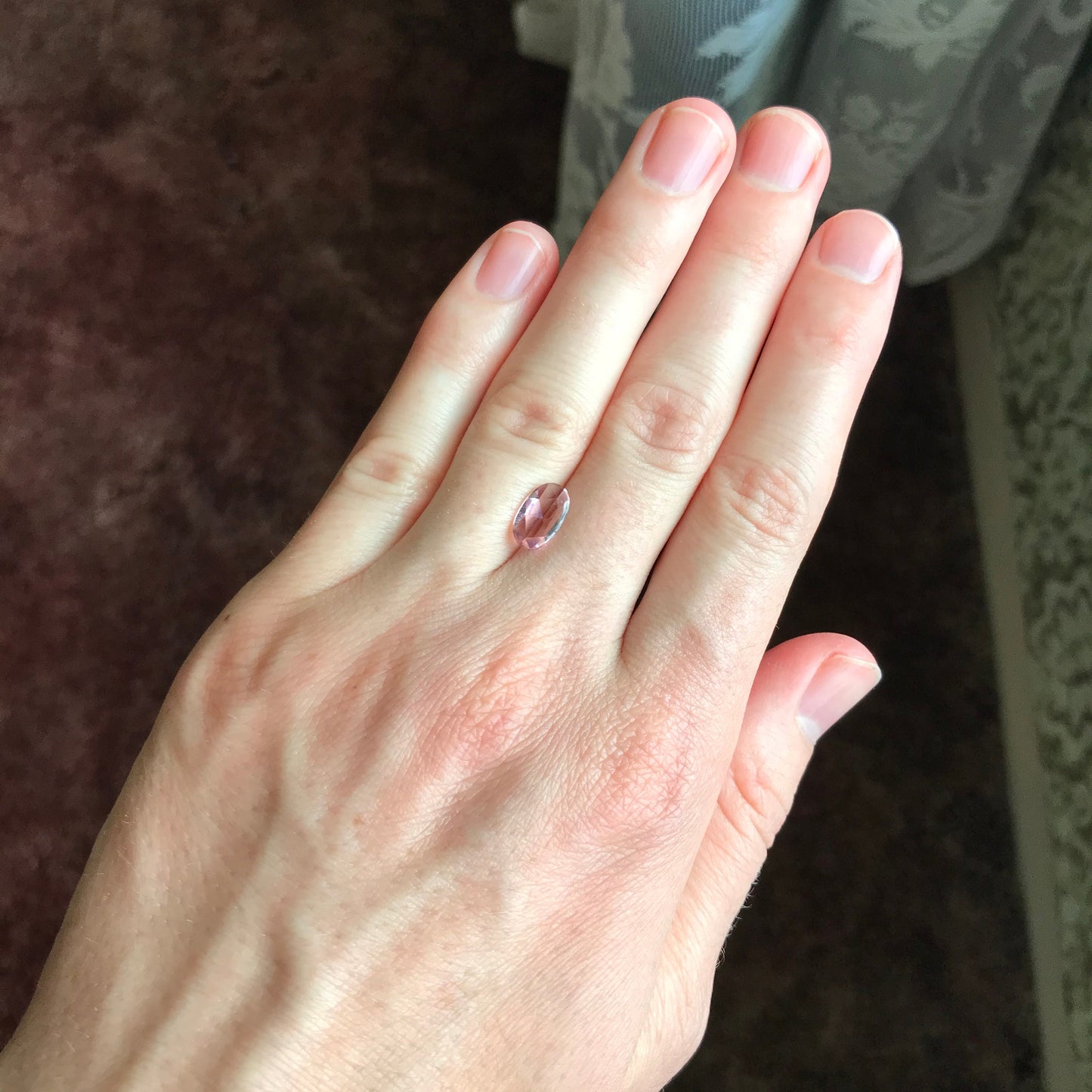 Natural Pink Tourmaline 1.04 carat 10x6 mm Long Oval Rose Cut, Unmounted Faceted Loose Gemstone for Jewelry Setting, Carnation Pink