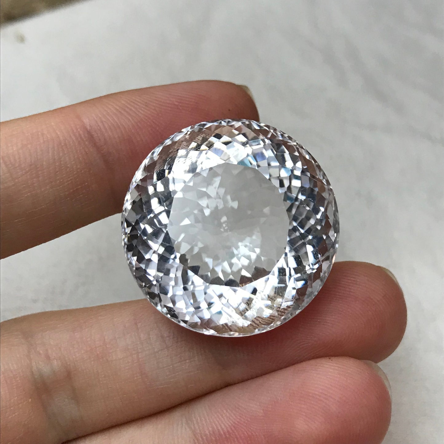 27.5mm Quartz 82 Carat Round Portuguese style Cut Loose Gem, Large Gemstone Big Faceted Stone,