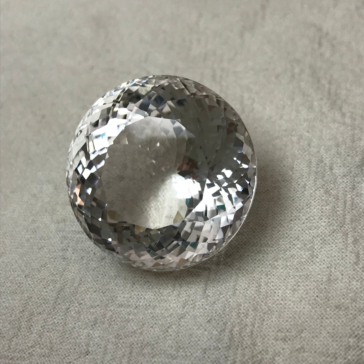 27.5mm Quartz 82 Carat Round Portuguese style Cut Loose Gem, Large Gemstone Big Faceted Stone,