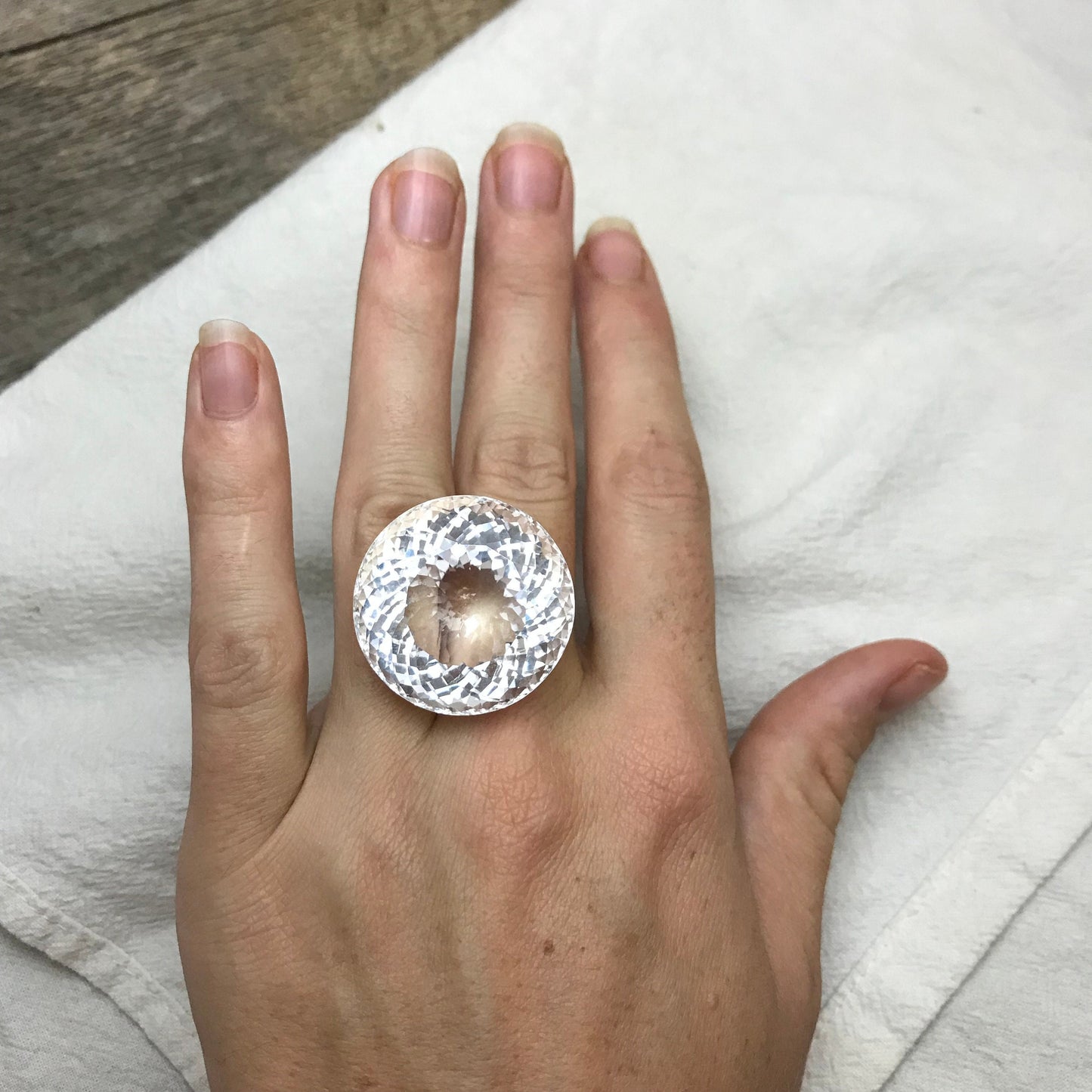 27.5mm Quartz 82 Carat Round Portuguese style Cut Loose Gem, Large Gemstone Big Faceted Stone,