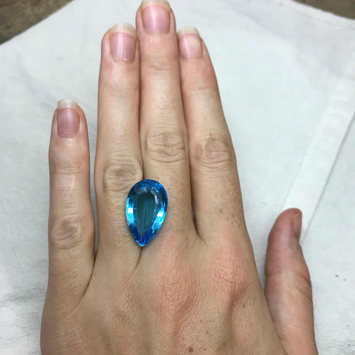 Imperfect 22x13mm Sky Blue Topaz Pear Cut, 15.64 carat Loose Chipped and Scratched Topaz