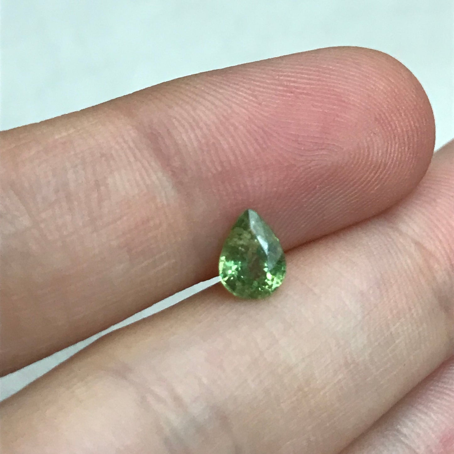 0.82 ct Natural Demantoid Garnet 6.7x5mm Pear Cut, Faceted Loose Green Garnet, Unmounted Gemstone for Jewelry,