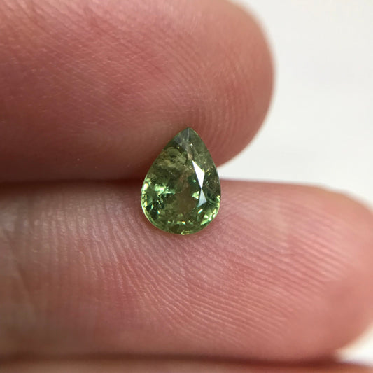 0.82 ct Natural Demantoid Garnet 6.7x5mm Pear Cut, Faceted Loose Green Garnet, Unmounted Gemstone for Jewelry,