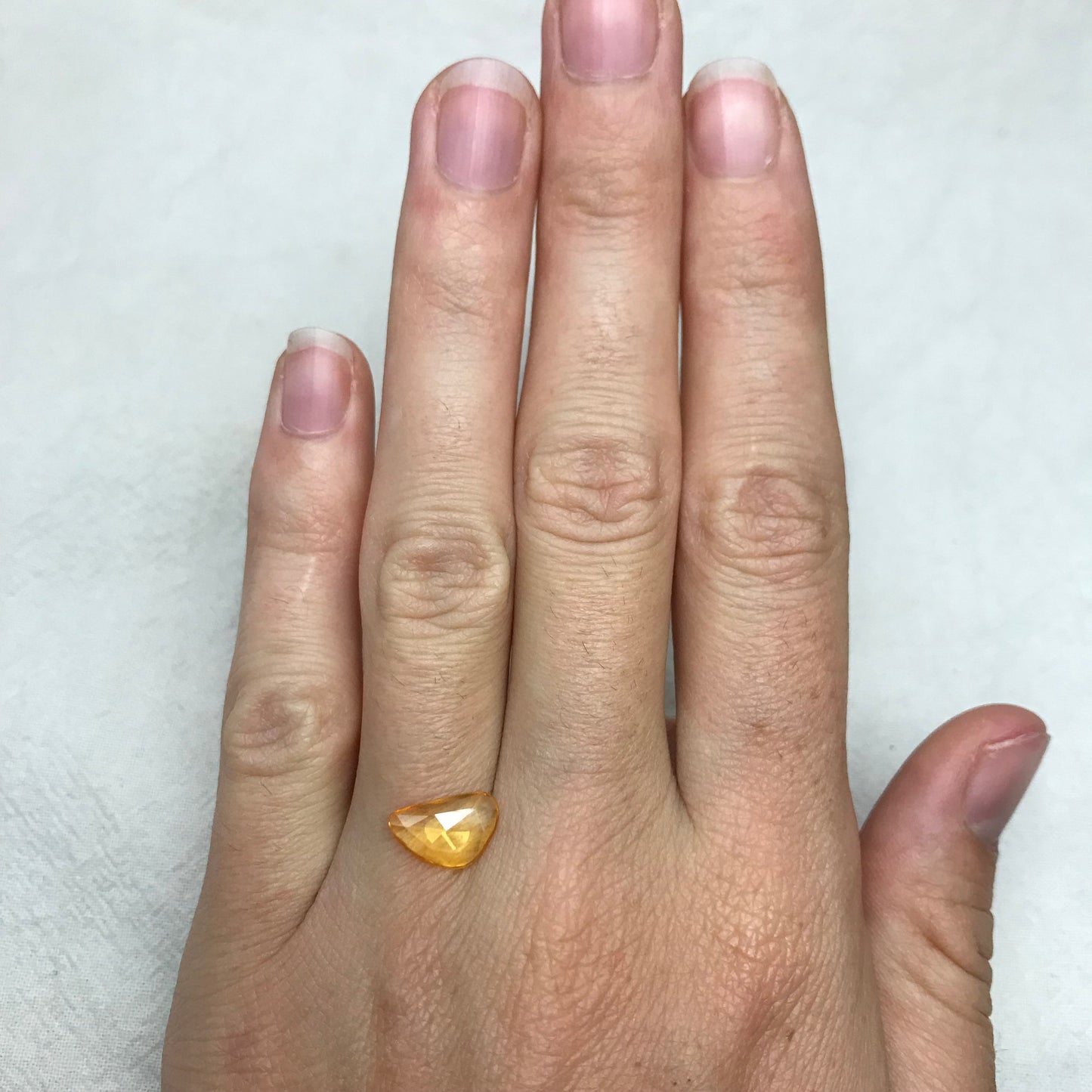 1.66 ct Natural Yellow Sapphire, 11x7mm Rose Cut BE Yellow Sapphire, Freeform Trillion, Beryllium Treated Sapphire