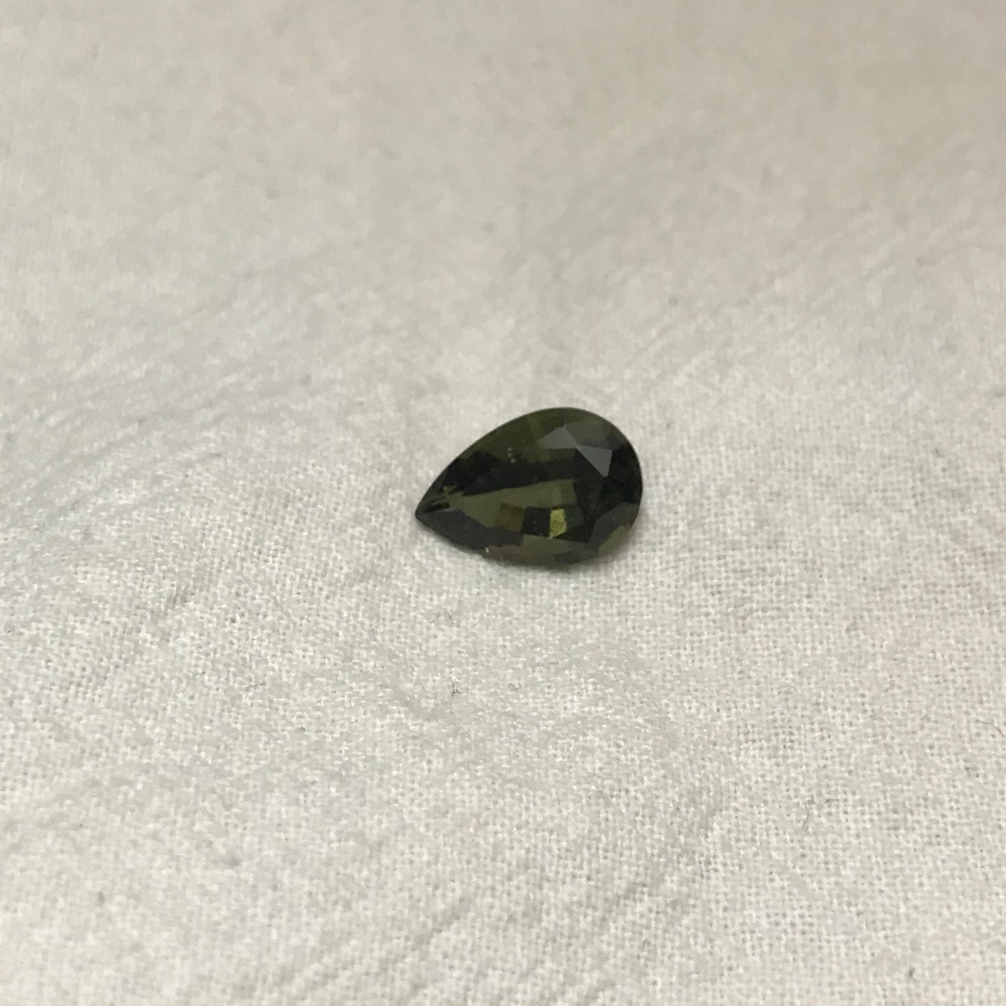 12x8mm Moldavite, 2.52 Carat Pear Cut, Faceted Green Gemstone, Tektite, Deep Green Moldavite