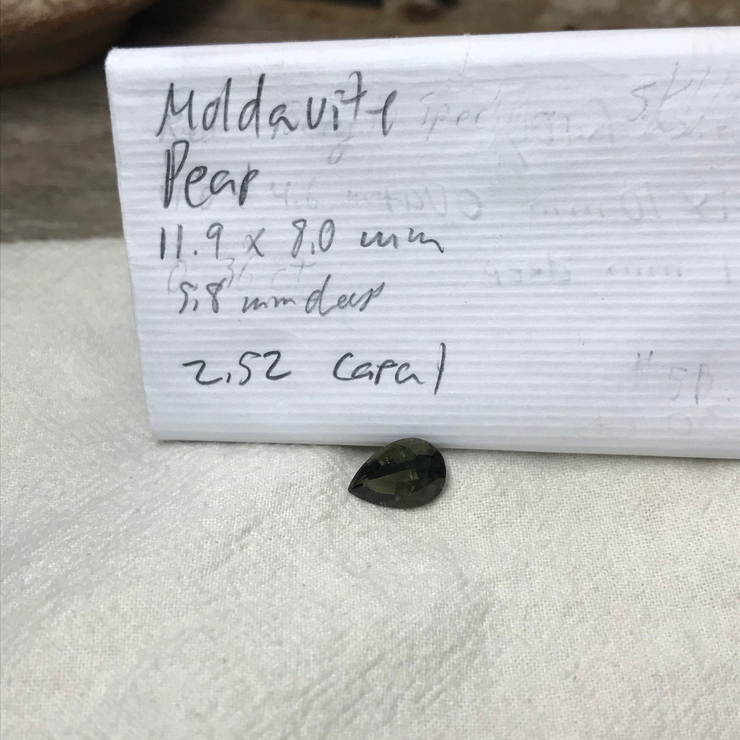 12x8mm Moldavite, 2.52 Carat Pear Cut, Faceted Green Gemstone, Tektite, Deep Green Moldavite