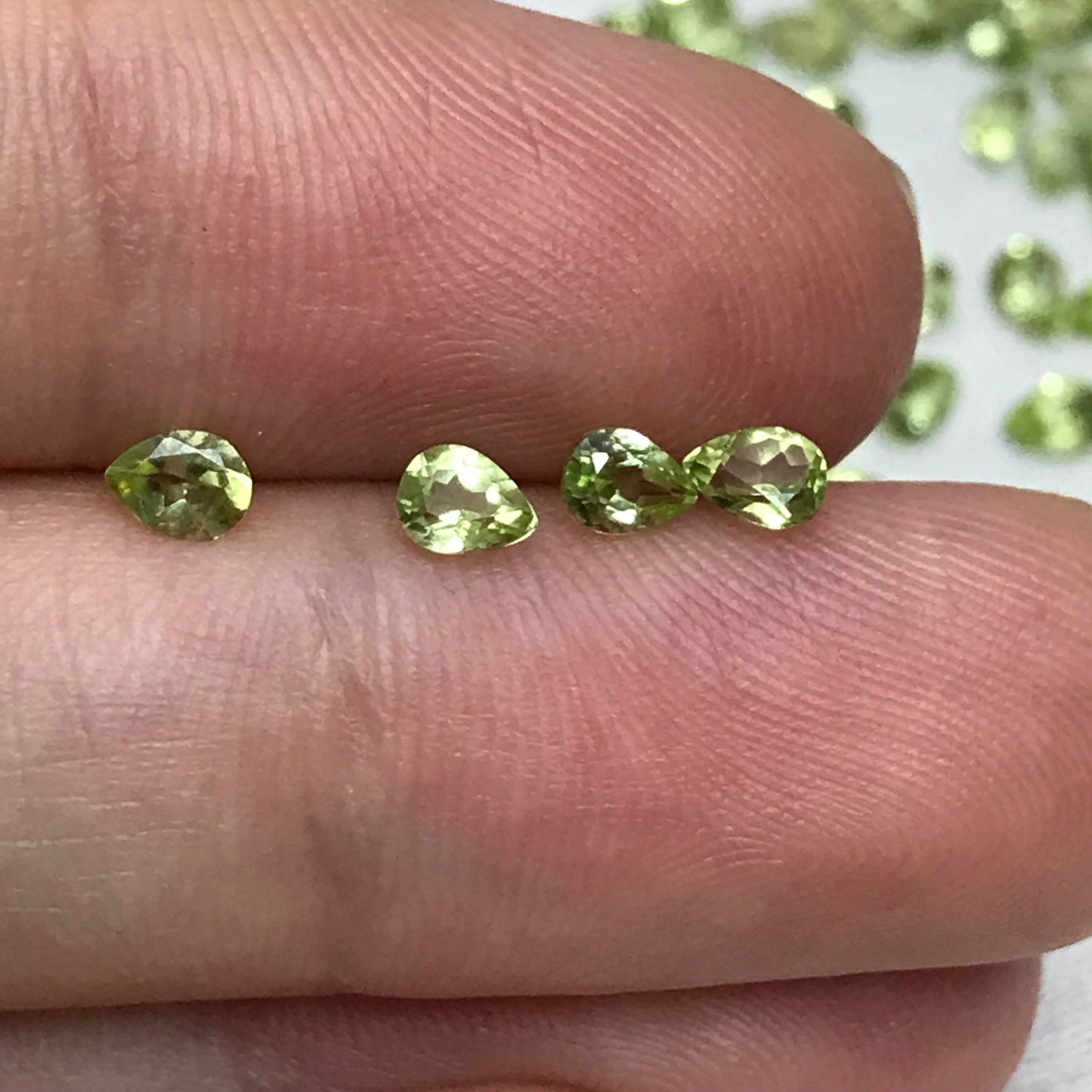 One- 4x3mm Green Peridot Pear Cut, Approx. 0.16 carats Loose Natural Gem, August Birthstone, Faceted Natural Peridot, Chrysolite, Olivine