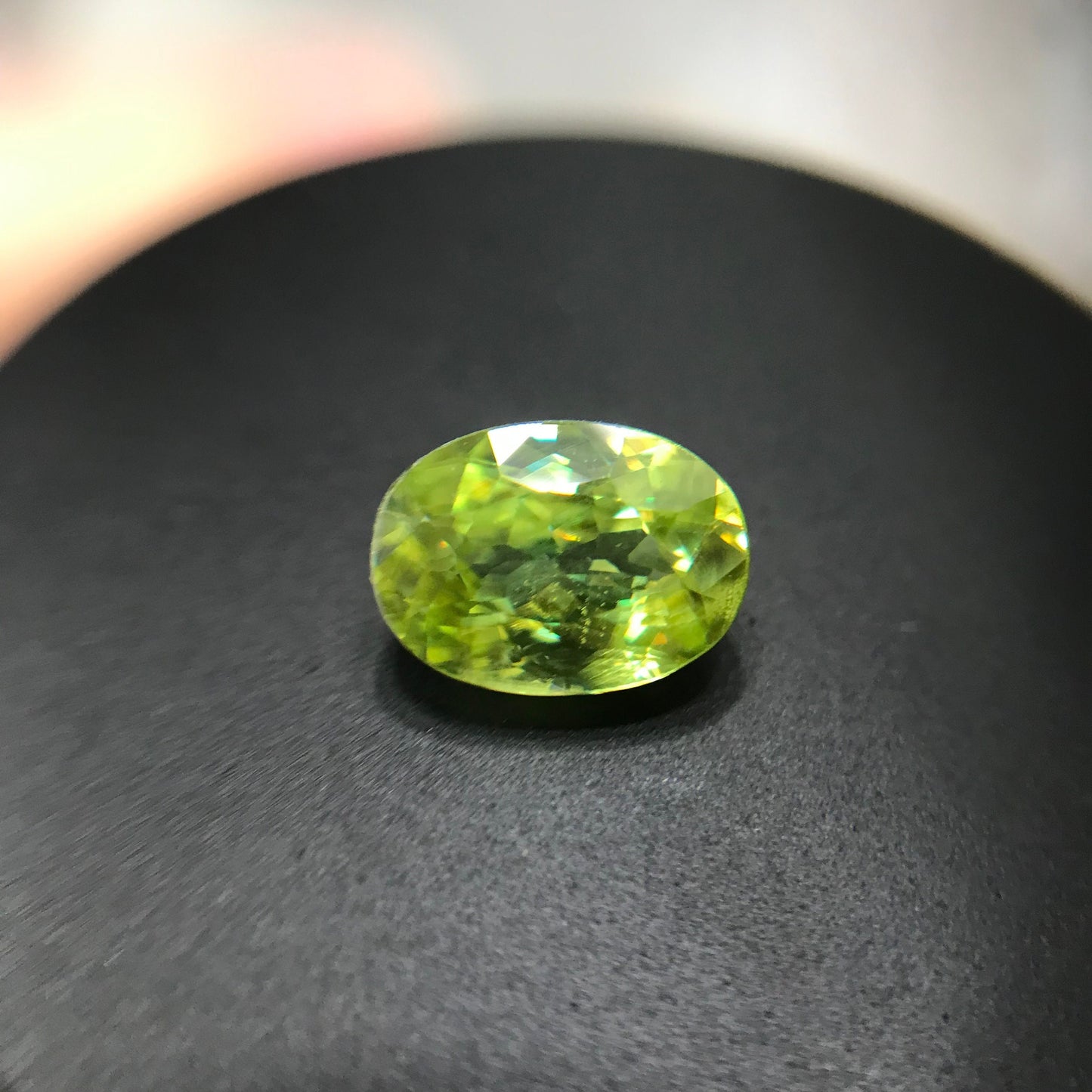 1 ct Yellowish Green Sphene 7x5mm Oval Cut, Natural Madagascar Sphene, Faceted Loose Vivid Green Titanite, 7.2x5.2mm