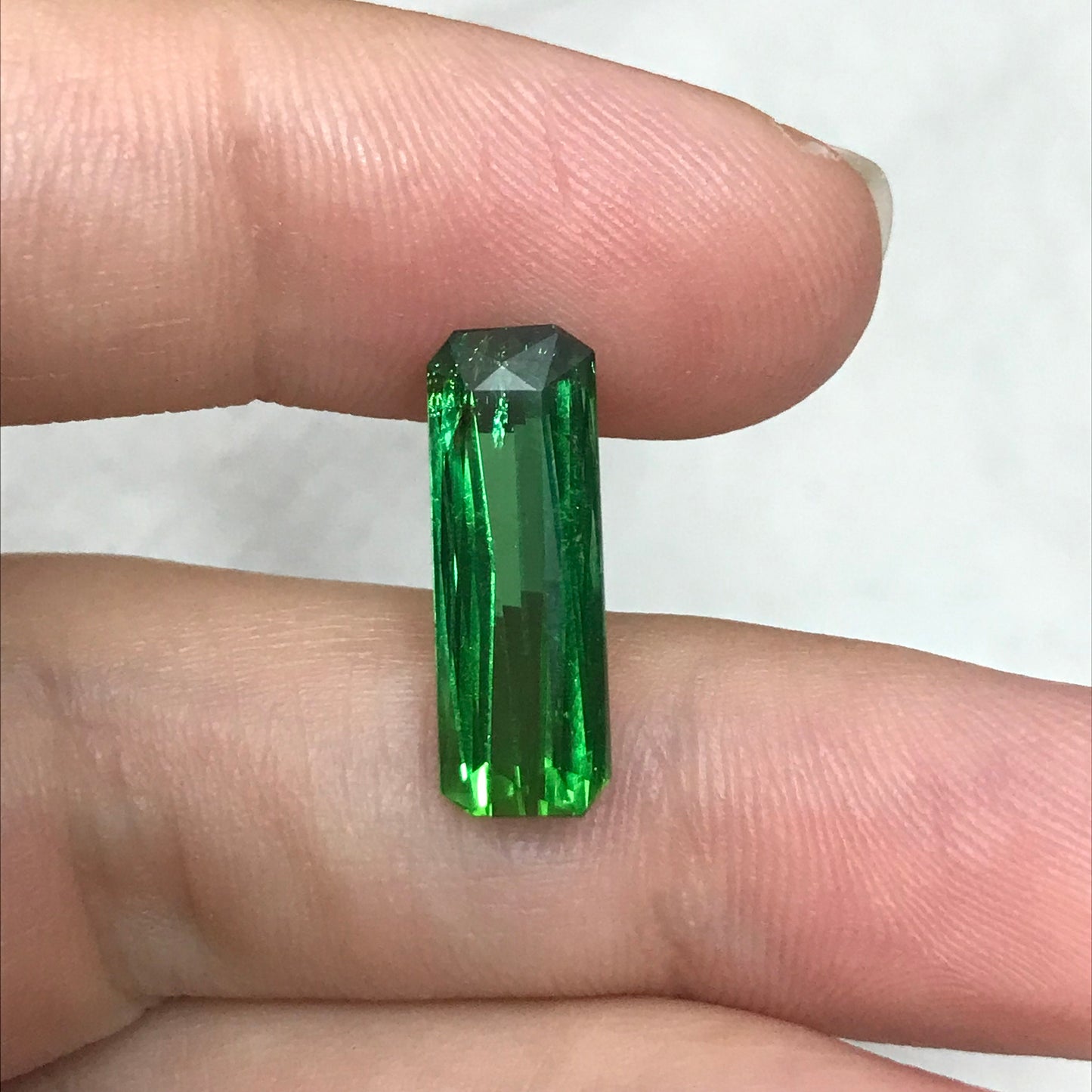 4.89 Ct Natural Green Tourmaline Rectangle Scissor Cut 17.4x6mm Faceted Loose Gemstone, Nice Green