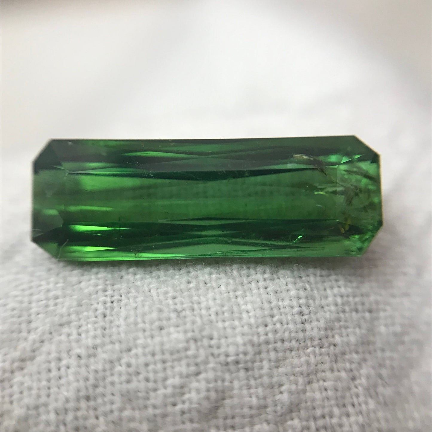4.89 Ct Natural Green Tourmaline Rectangle Scissor Cut 17.4x6mm Faceted Loose Gemstone, Nice Green