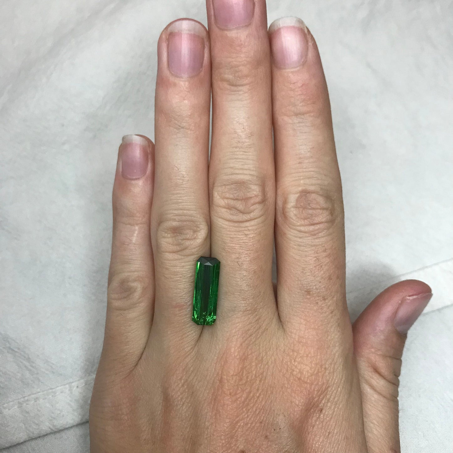 4.89 Ct Natural Green Tourmaline Rectangle Scissor Cut 17.4x6mm Faceted Loose Gemstone, Nice Green