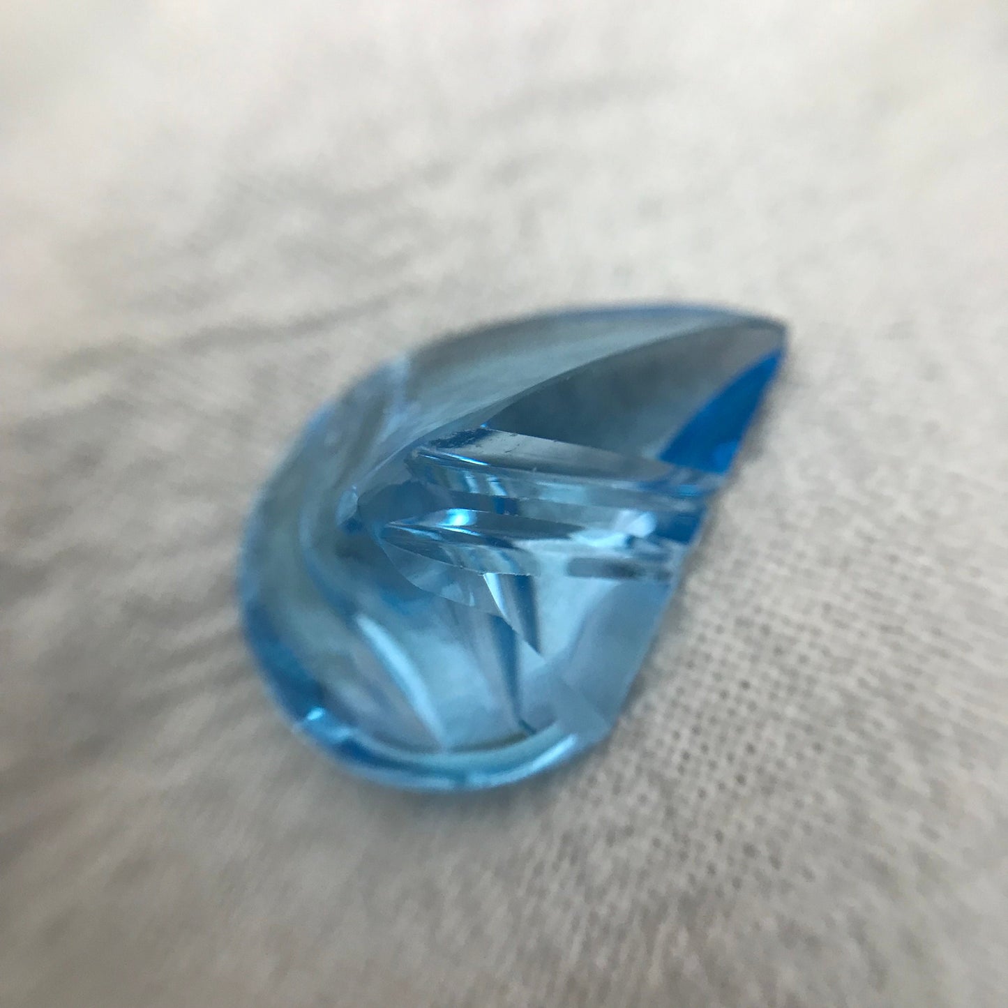 11 Ct Fancy Light Blue Topaz 18x13mm Carved Fantasy Pear Cut Gem, Loose Gemstone, Light Blue Topaz