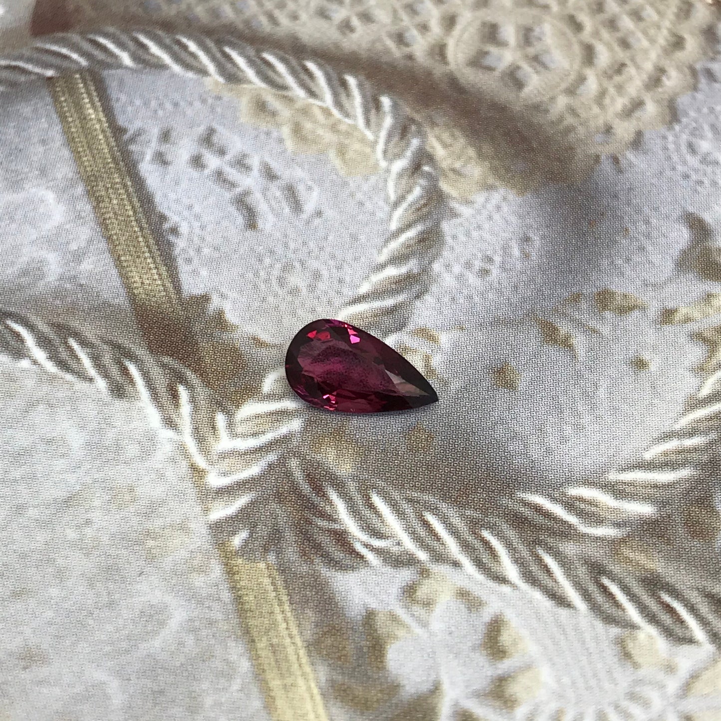 1.27 carat Natural Rhodolite Garnet, 9.4x5.3mm Pear Cut Rose Red Garnet, Faceted Raspberry Garnet, Purplish Red