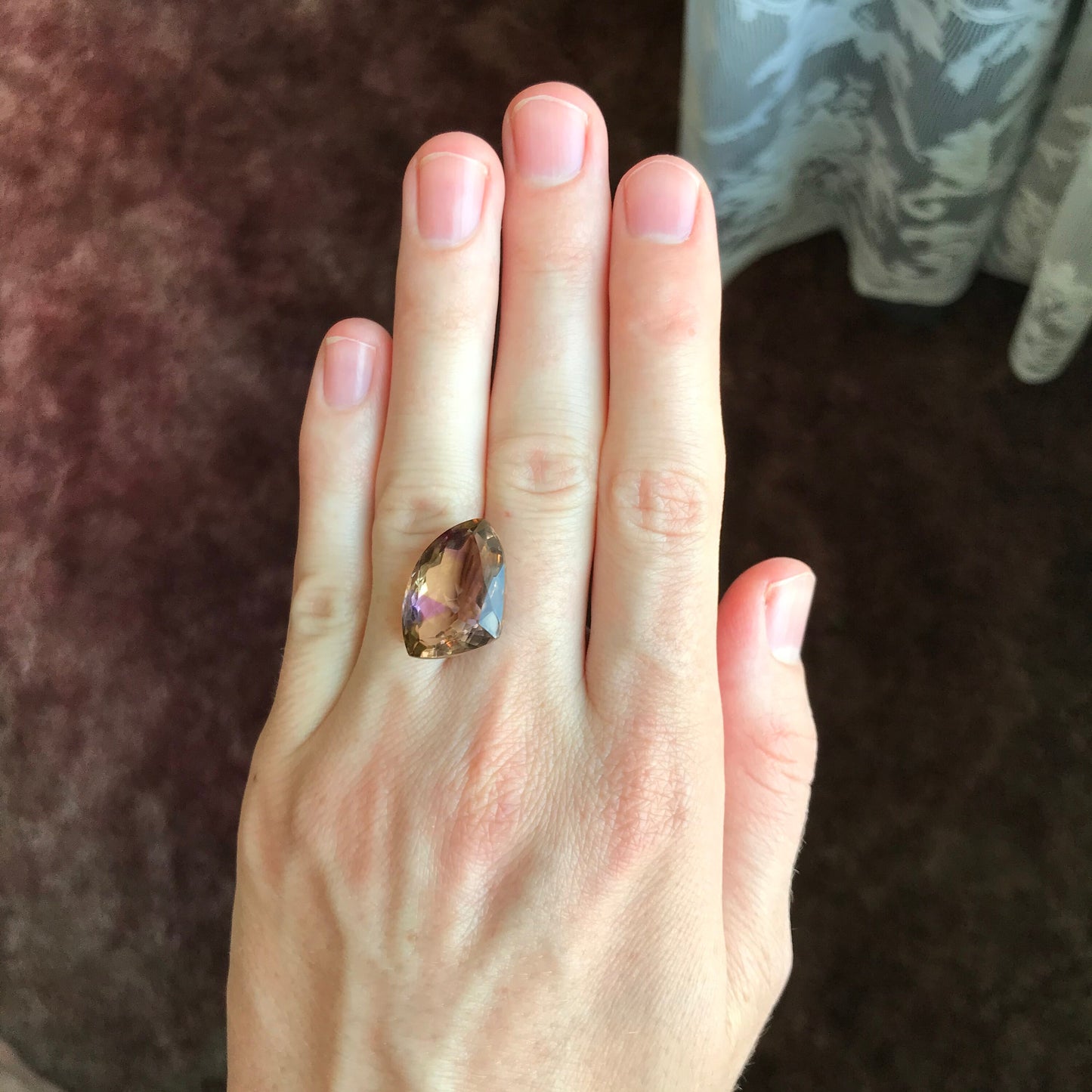 Natural Ametrine 16.7 Carat, 21x14mm Fancy Trillion Cut, Loose Faceted Purple and Yellow, USA Seller, Fancy Cut