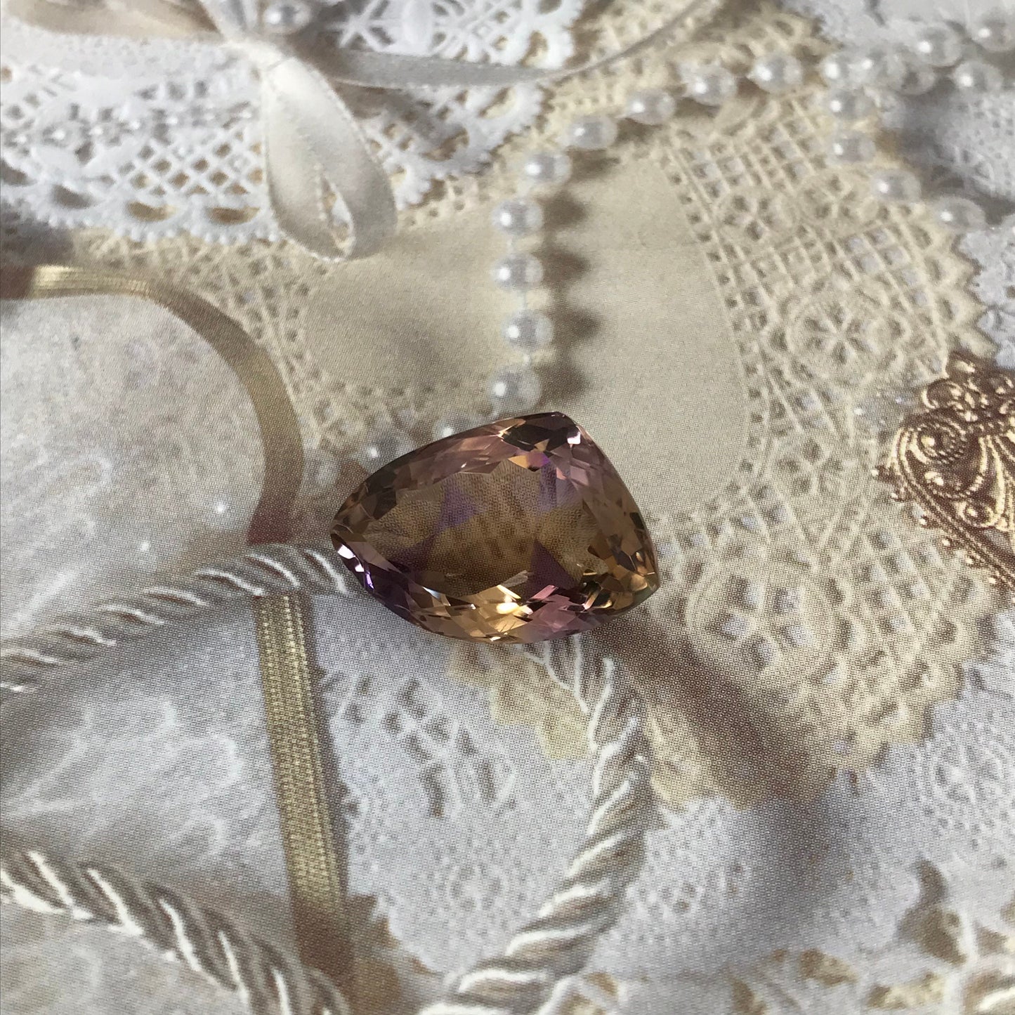 Natural Ametrine 16.7 Carat, 21x14mm Fancy Trillion Cut, Loose Faceted Purple and Yellow, USA Seller, Fancy Cut