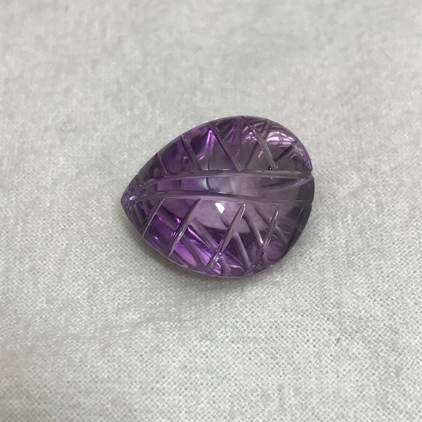 24 Ct Fancy Carved Purple Amethyst, Approx 20.6x16.8mm Carved Leaf Shape Cut, Loose Faceted Cabbed Gem, February Birthstone