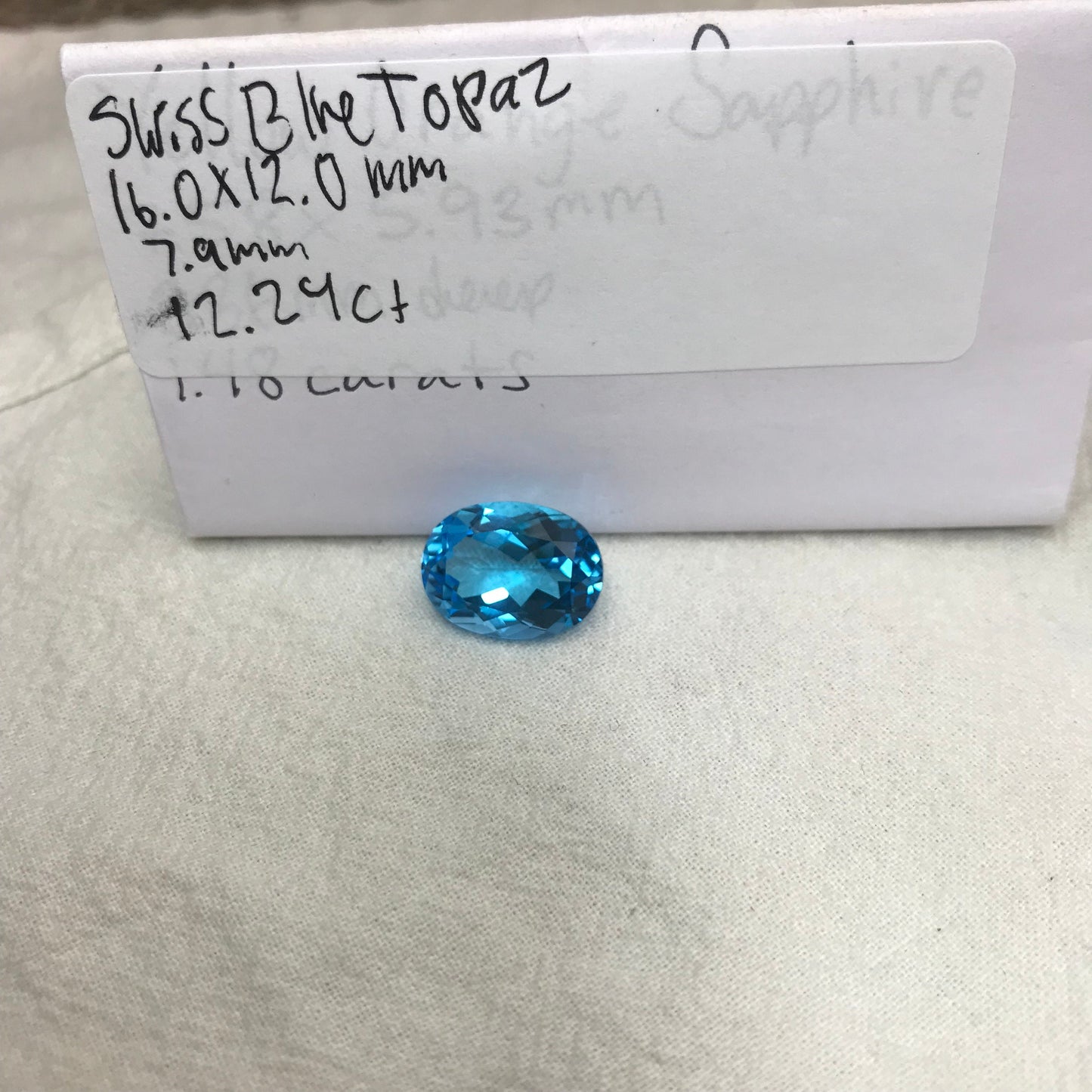 16x12mm Blue Topaz Oval Cut 12.24 Carat, Reclaimed Gems, December Birthstone US Seller