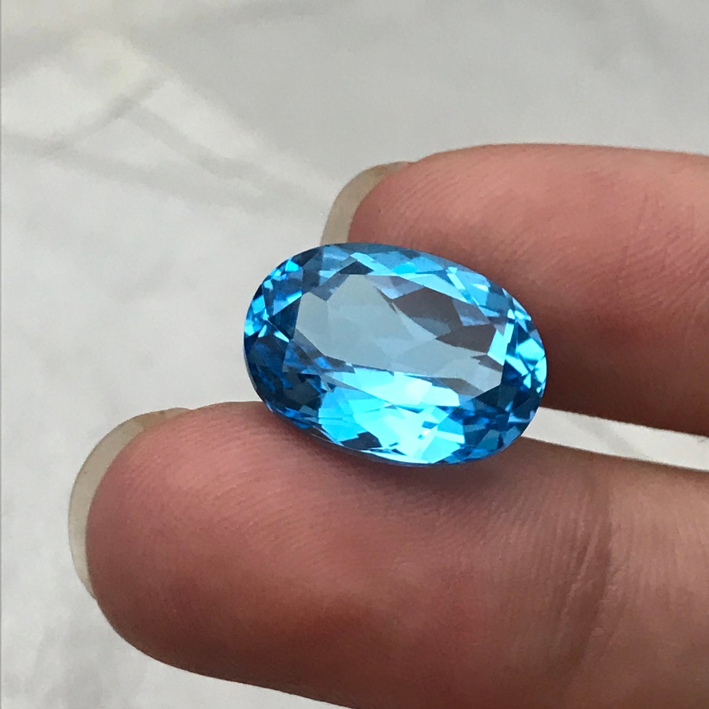 16x12mm Blue Topaz Oval Cut 12.24 Carat, Reclaimed Gems, December Birthstone US Seller