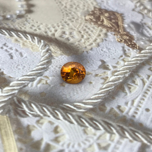 7x6mm Yellow Orange Sapphire 1.90 Carat Color Treated Oval Corundum Faceted Loose Unmounted Vivid Fancy Color Sapphire