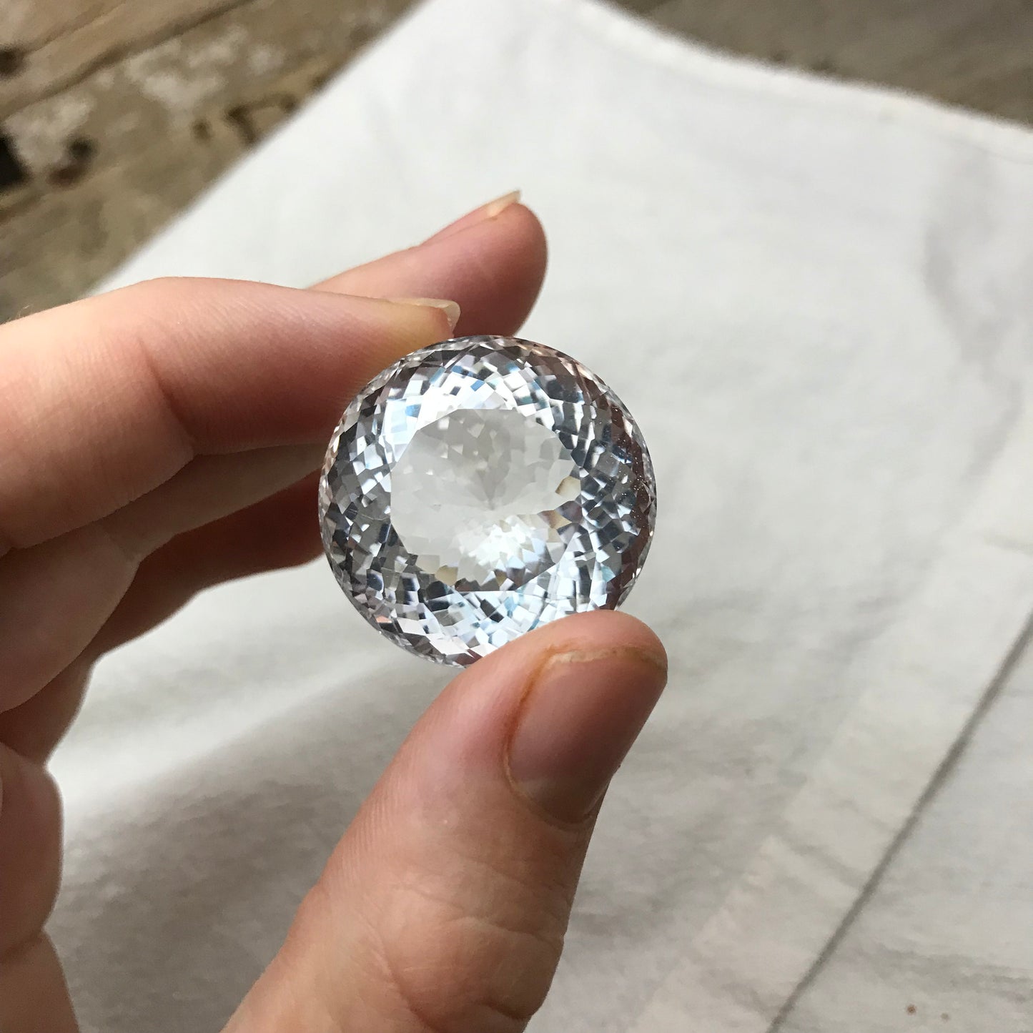 27.5mm Quartz 82 Carat Round Portuguese style Cut Loose Gem, Large Gemstone Big Faceted Stone,