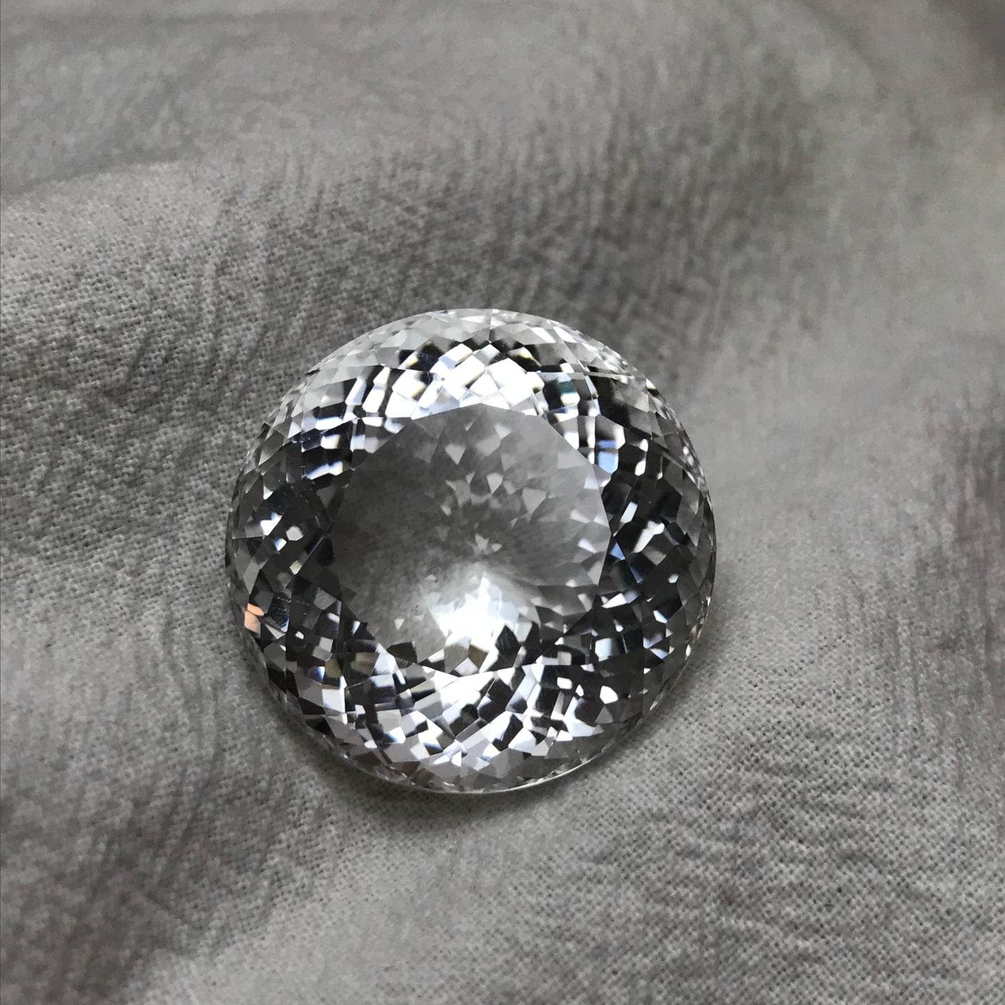 27.5mm Quartz 82 Carat Round Portuguese style Cut Loose Gem, Large Gemstone Big Faceted Stone,