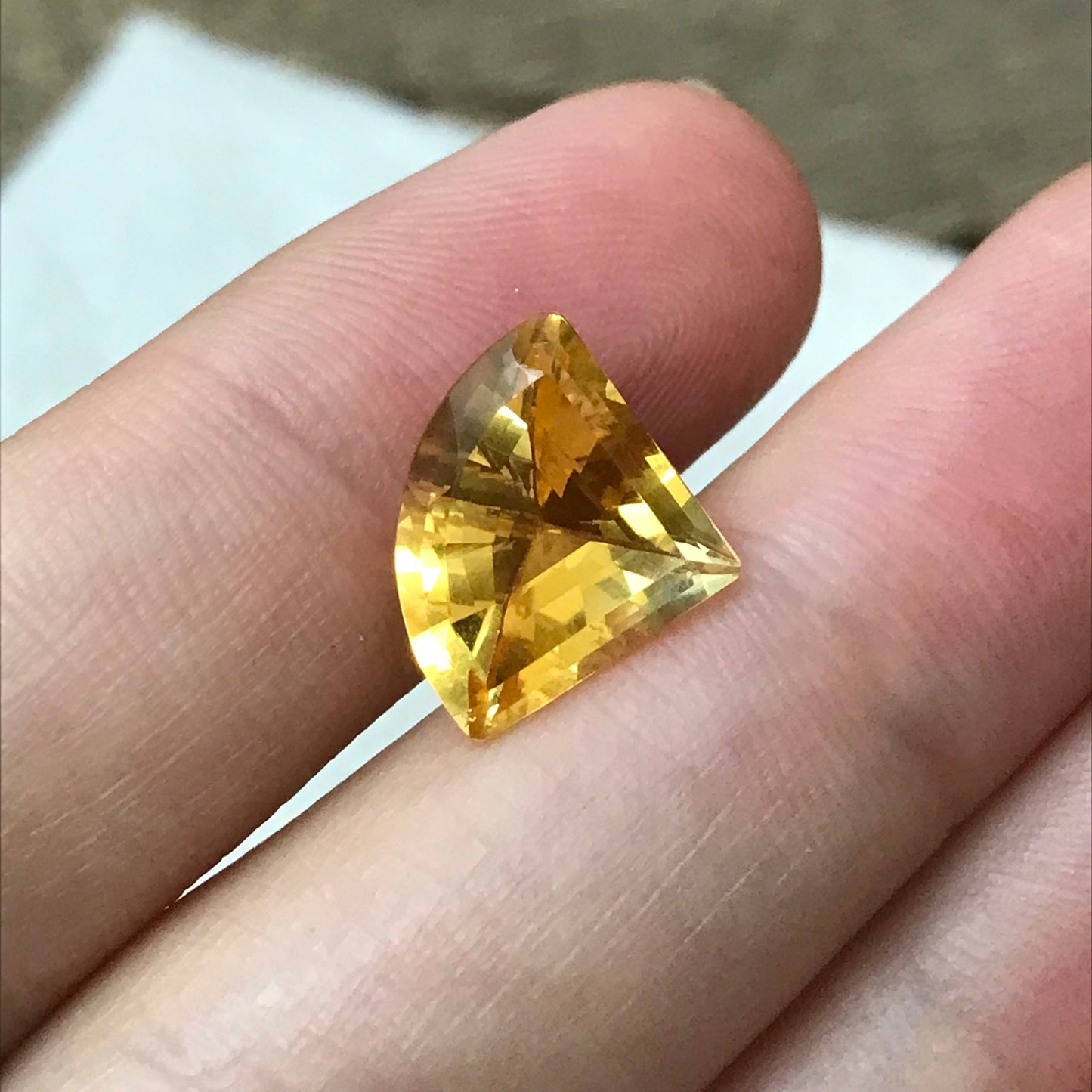 Orange Citrine 4.64 Carat 14.5x11.5mm Fan Cut, Unmounted Faceted Loose Gemstone, November Birthstone