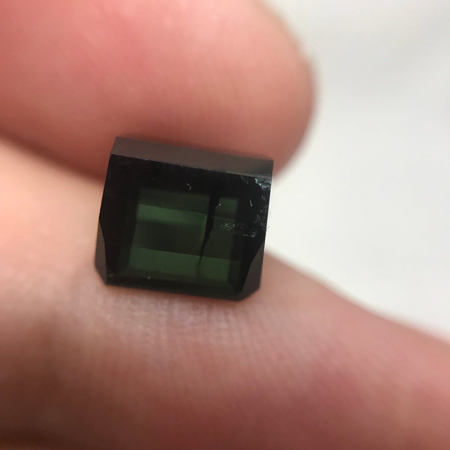 Natural Dark Green Tourmaline 3.23 Carat 8mm Octagonal Square Cut, Faceted Loose Unmounted Gemstone, Mozambique Tourmaline