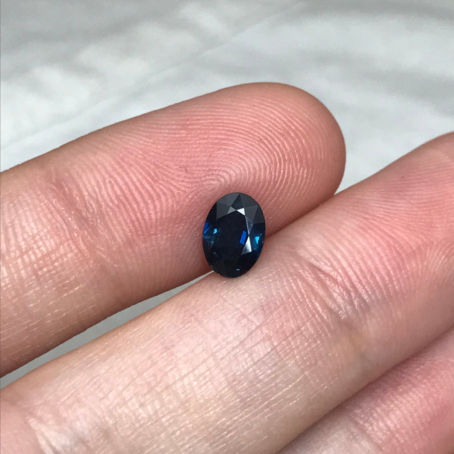 Natural Dark Blue Sapphire 1 Carat, 7x5mm Oval Greenish Blue Sapphire, 7.1x5.2mm Faceted, Loose Reclaimed Gemstone