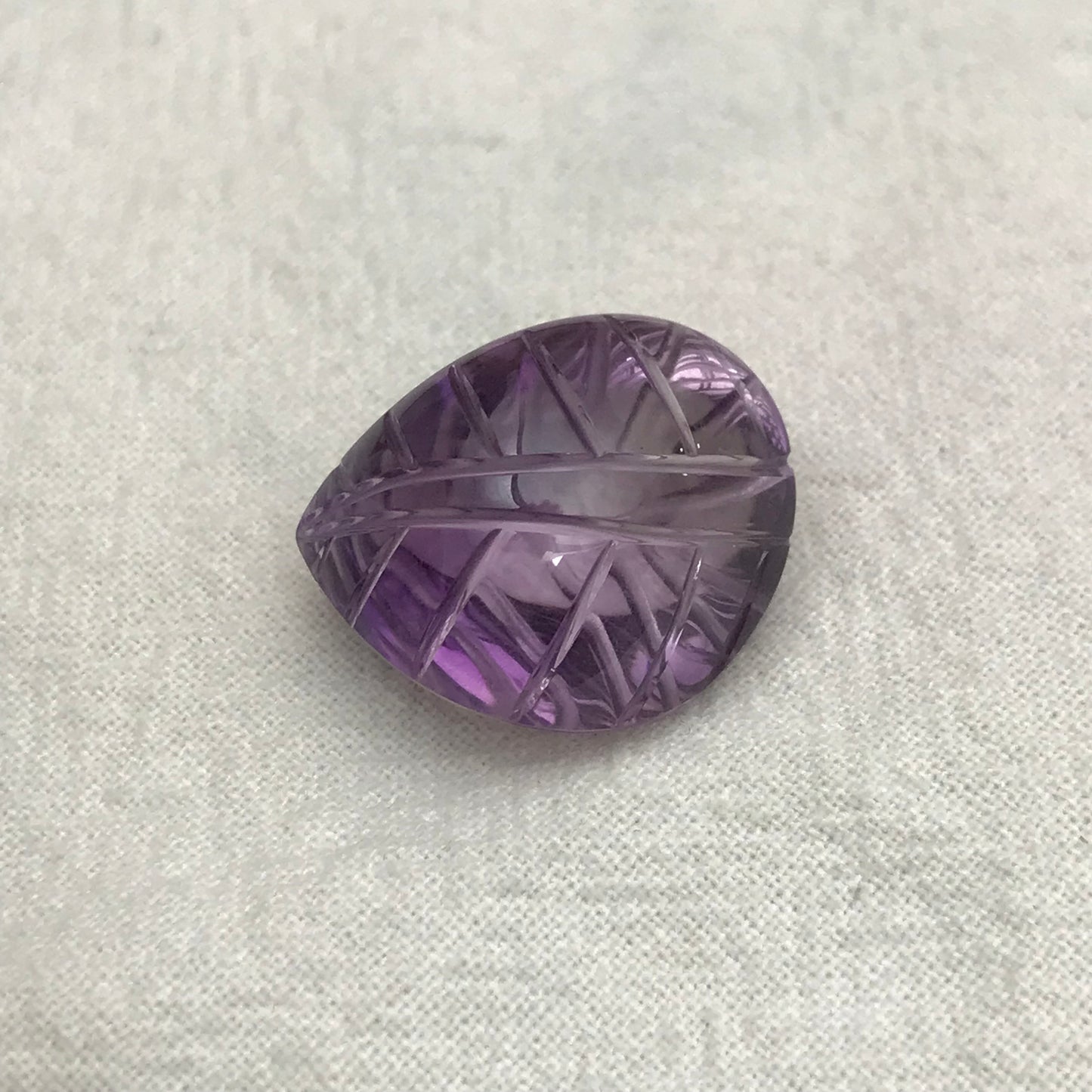 24 Ct Fancy Carved Purple Amethyst, Approx 20.6x16.8mm Carved Leaf Shape Cut, Loose Faceted Cabbed Gem, February Birthstone