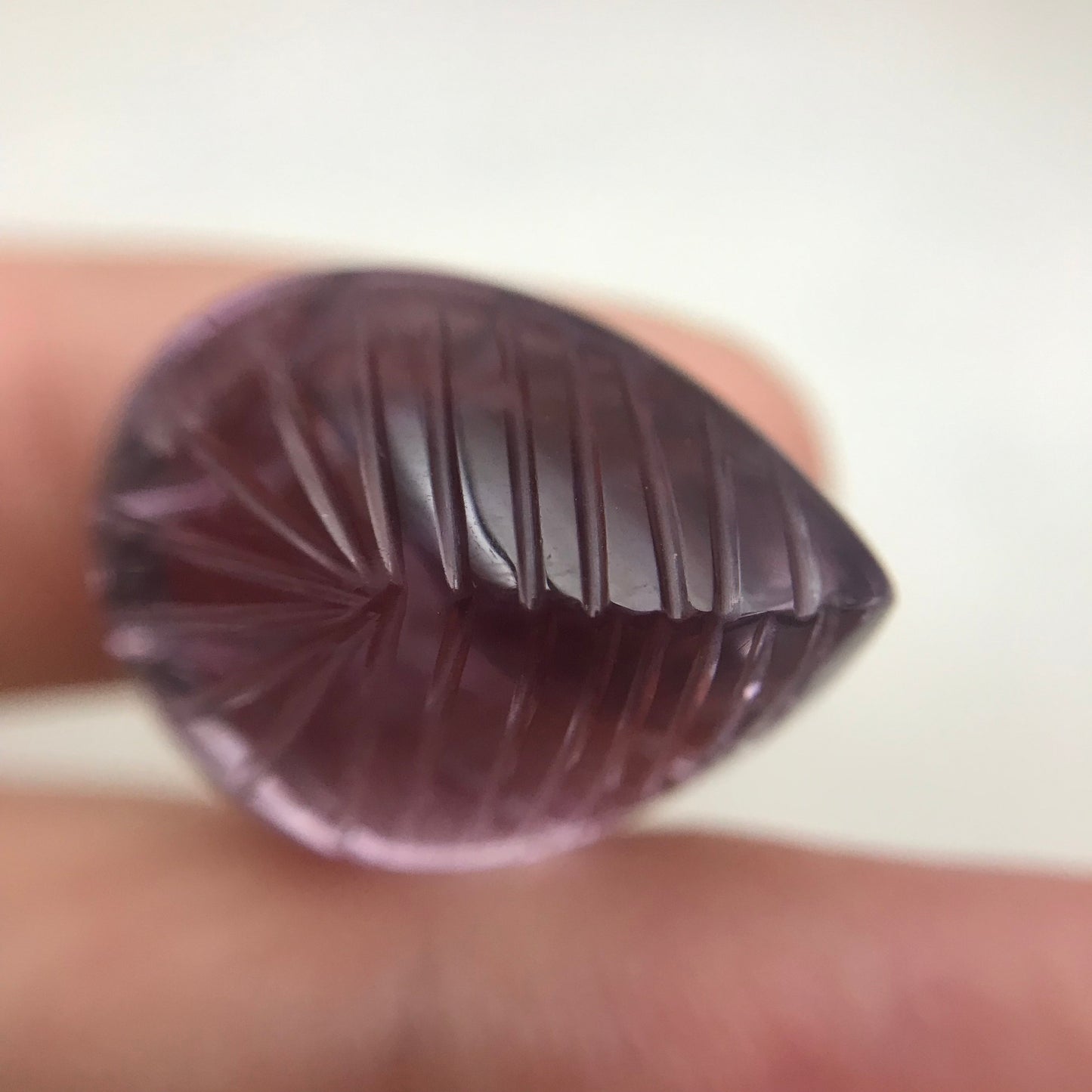 24 Ct Fancy Carved Purple Amethyst, Approx 20.6x16.8mm Carved Leaf Shape Cut, Loose Faceted Cabbed Gem, February Birthstone