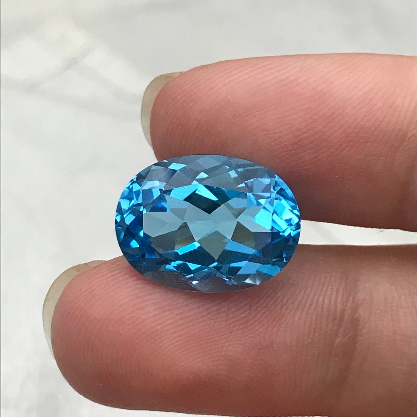 16x12mm Blue Topaz Oval Cut 12.24 Carat, Reclaimed Gems, December Birthstone US Seller