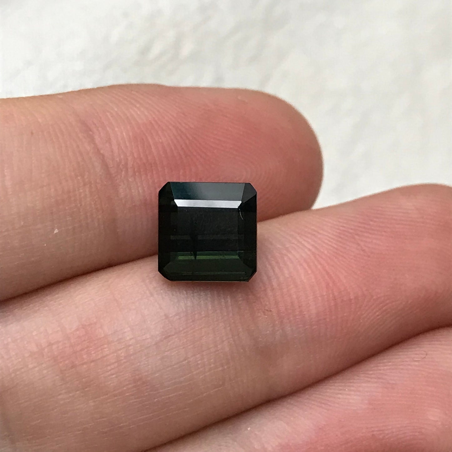 Natural Dark Green Tourmaline 3.23 Carat 8mm Octagonal Square Cut, Faceted Loose Unmounted Gemstone, Mozambique Tourmaline