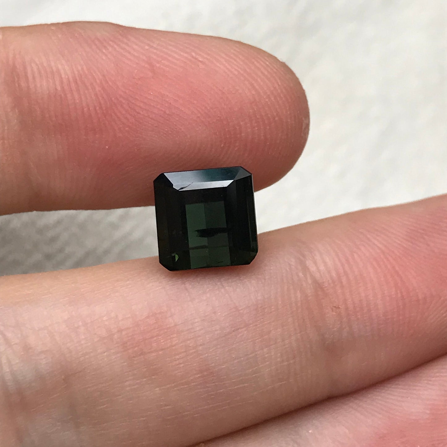 Natural Dark Green Tourmaline 3.23 Carat 8mm Octagonal Square Cut, Faceted Loose Unmounted Gemstone, Mozambique Tourmaline