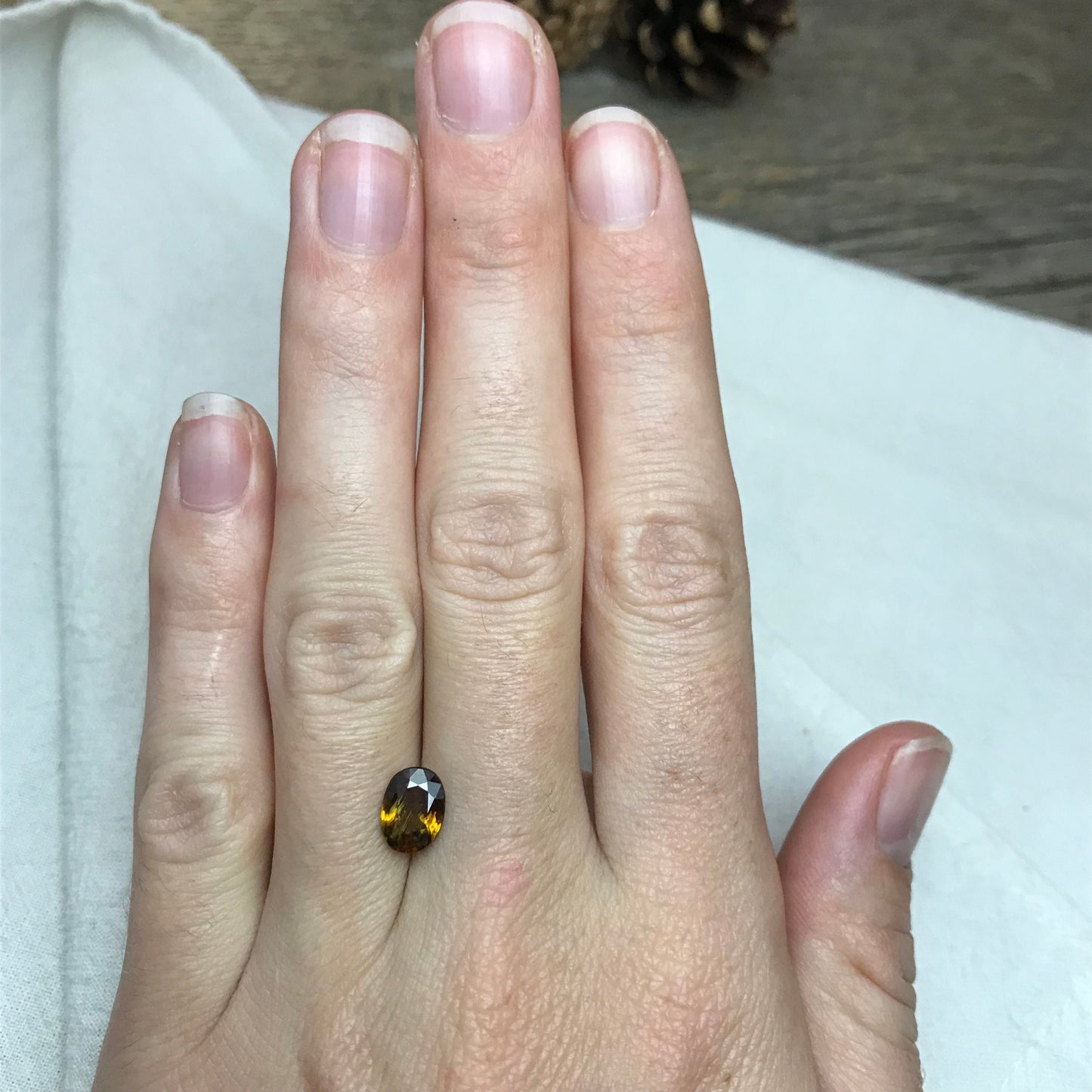 Brownish Yellow Sphene 1.43 Carat 8.3x6.2mm Oval Cut Loose Gemstone