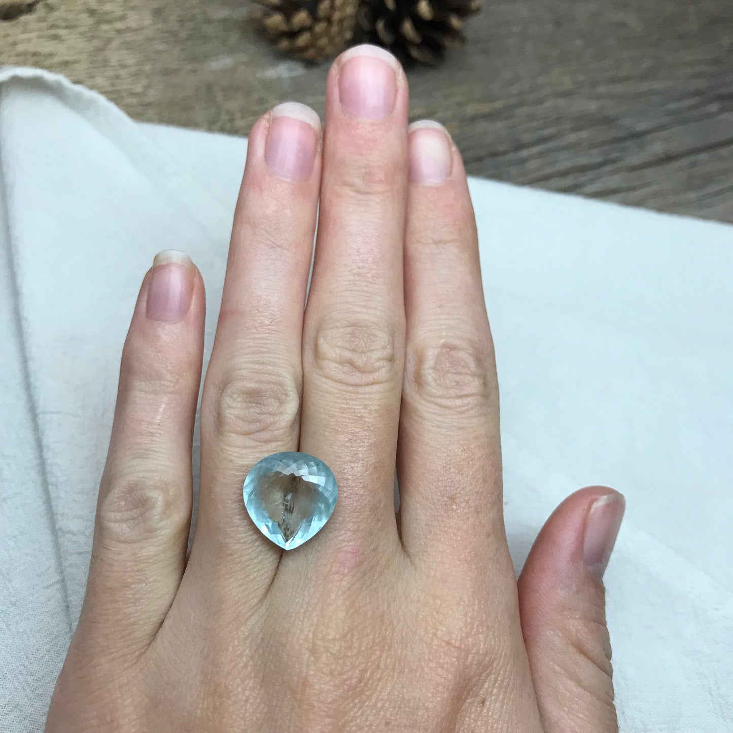 8.23 carat Aquamarine Approx. 14.5x14mm Fat Pear Cut, Natural Included, Blue Aquamarine, Faceted Loose Gem,