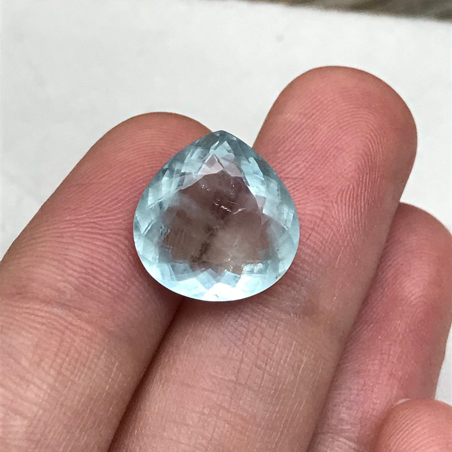 8.23 carat Aquamarine Approx. 14.5x14mm Fat Pear Cut, Natural Included, Blue Aquamarine, Faceted Loose Gem,