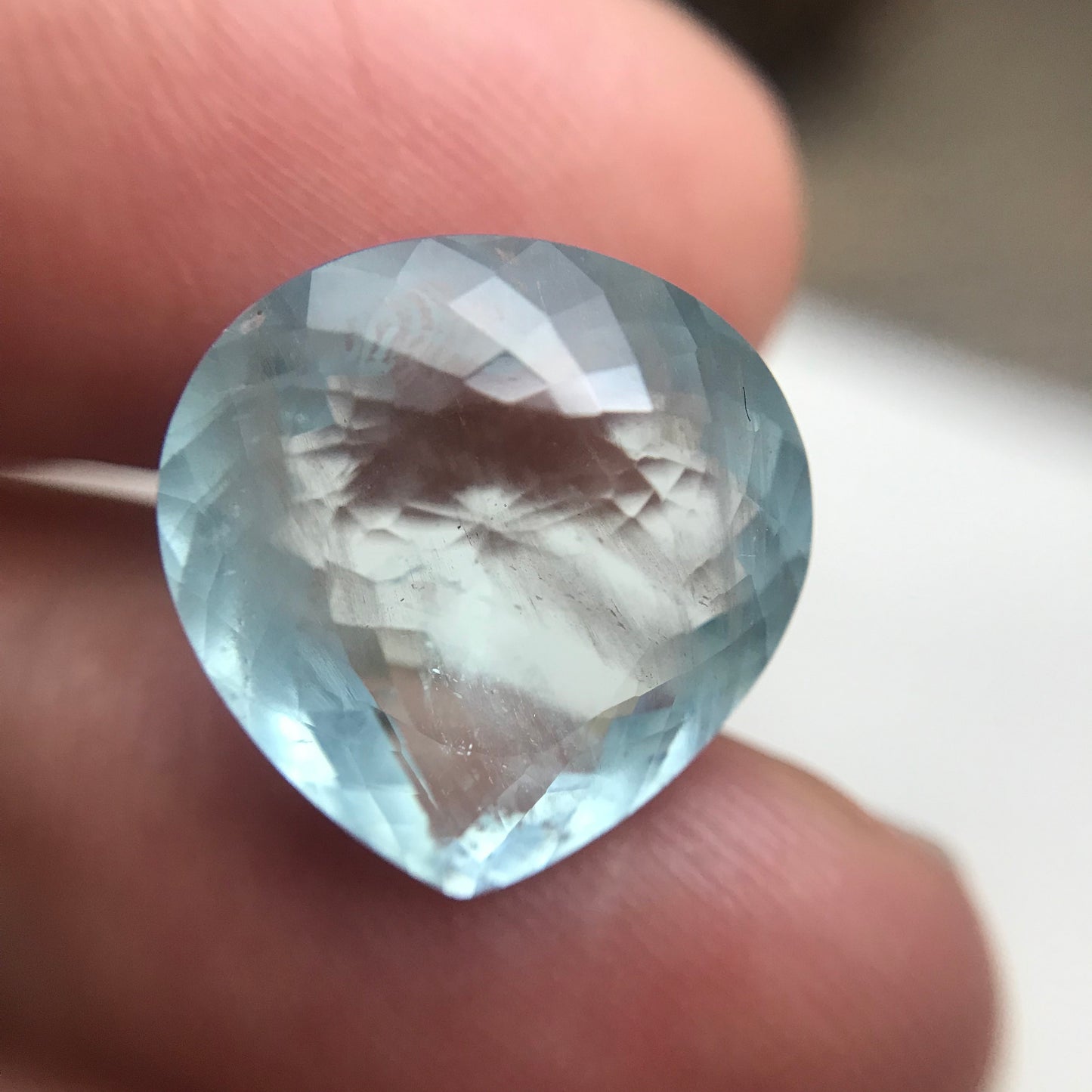 8.23 carat Aquamarine Approx. 14.5x14mm Fat Pear Cut, Natural Included, Blue Aquamarine, Faceted Loose Gem,