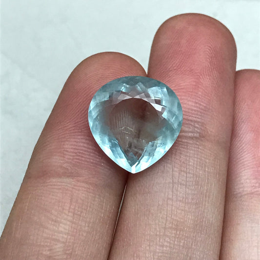 8.23 carat Aquamarine Approx. 14.5x14mm Fat Pear Cut, Natural Included, Blue Aquamarine, Faceted Loose Gem,