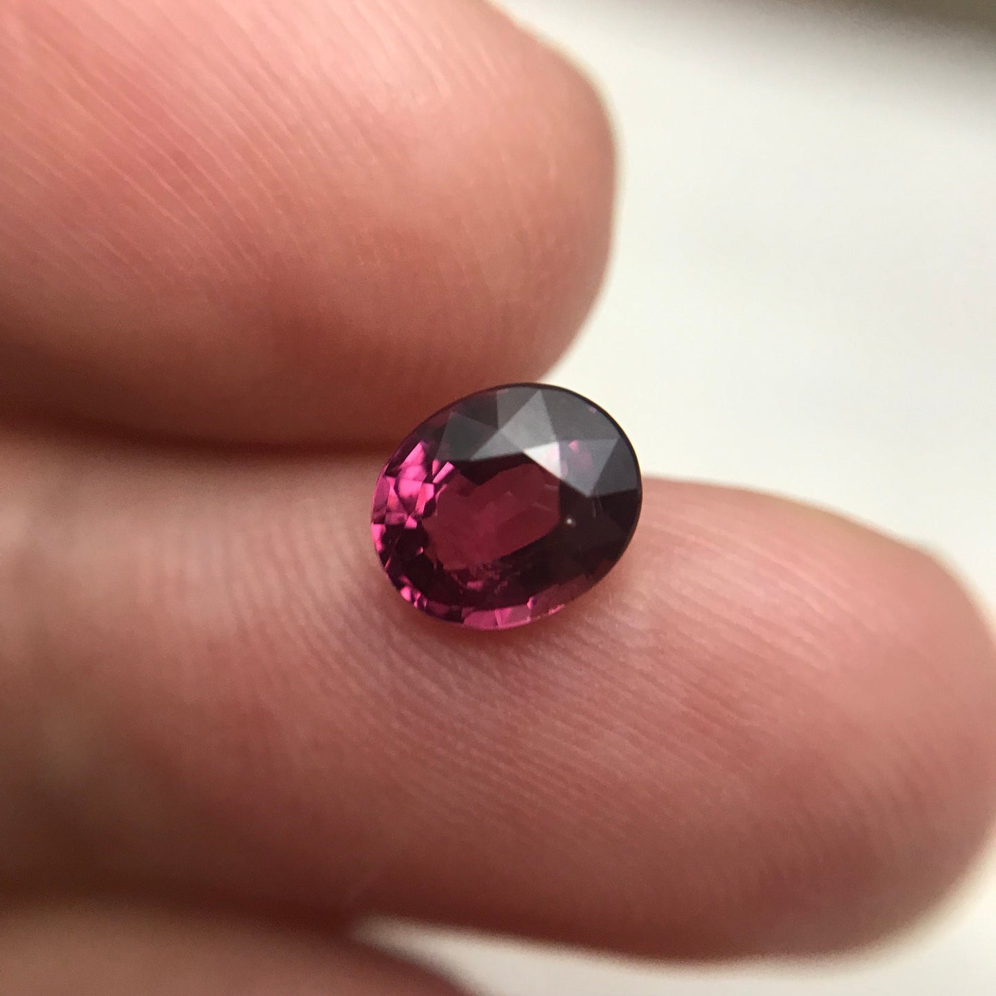 Natural Rhodolite Garnet, 1.11 carat, 6.7x5.6mm Rose Red Garnet, Faceted Oval Cut Raspberry Garnet Gem