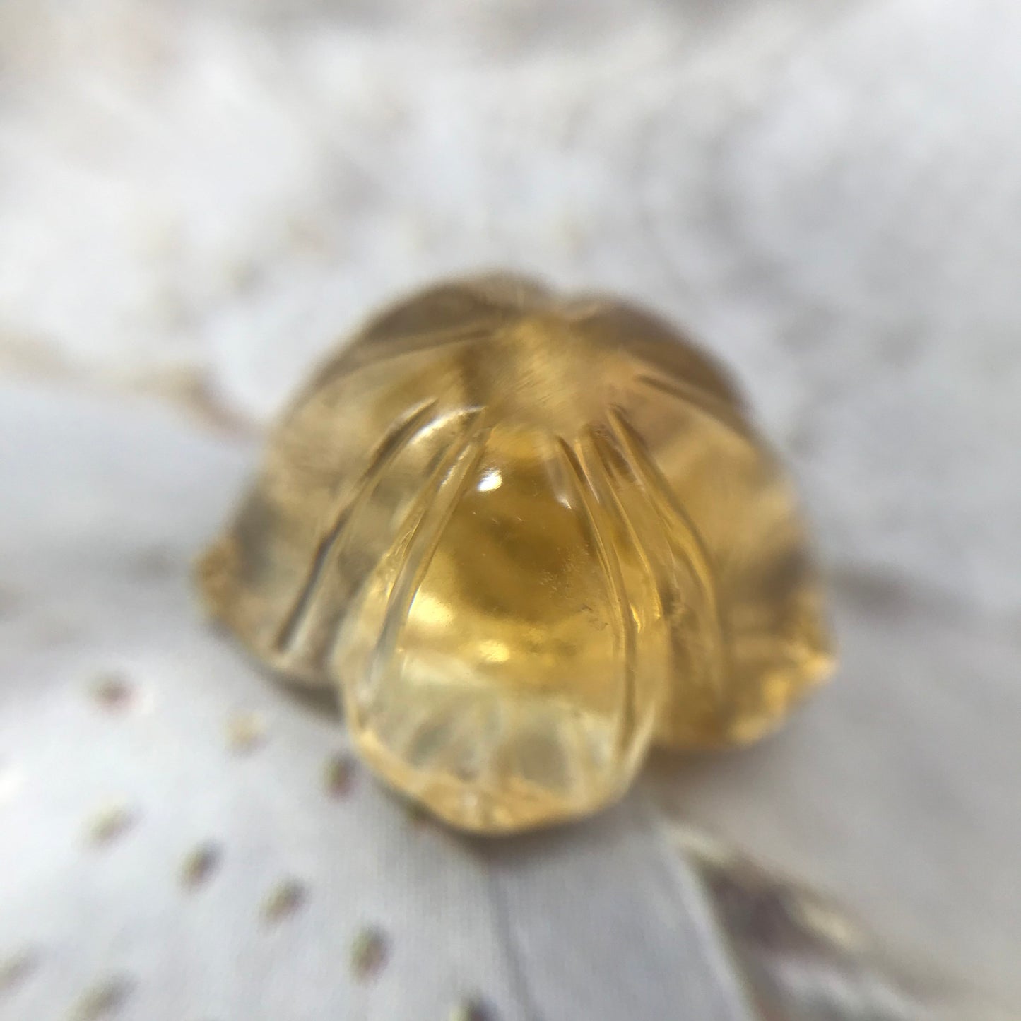 Natural Orange Yellow Citrine, 15 mm Flower Carved Quartz, 12.05 carat Loose Gem Unmounted Gemstone