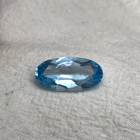 20x10mm Sky Blue Topaz 11.41 carat, Long Oval Cut Loose, Blue Topaz, Faceted Blue Topaz, December Birthstone
