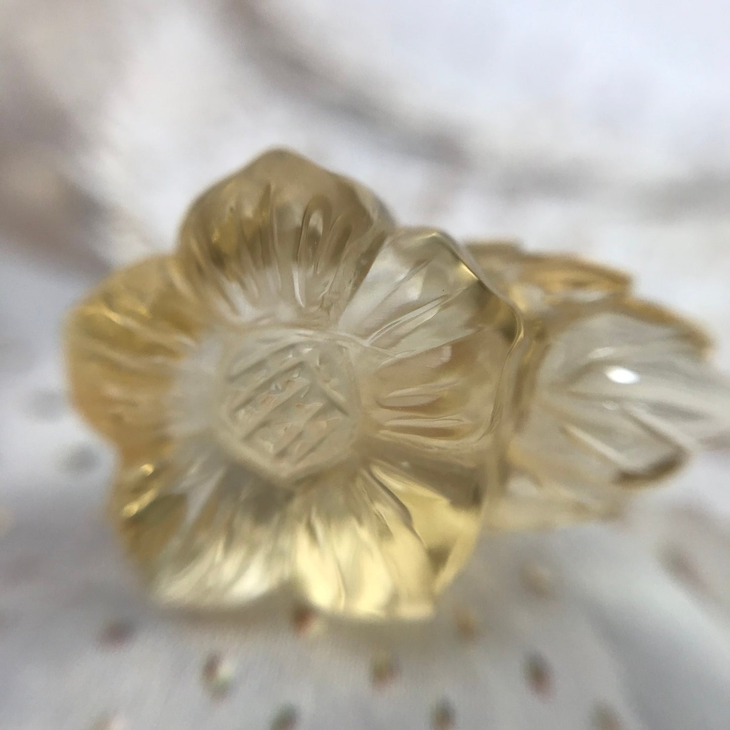 Carved Yellow Citrine 15.46 carat 14.7mm Carved Flower and Leaf, Carved Loose Gemstone, November Birthstone