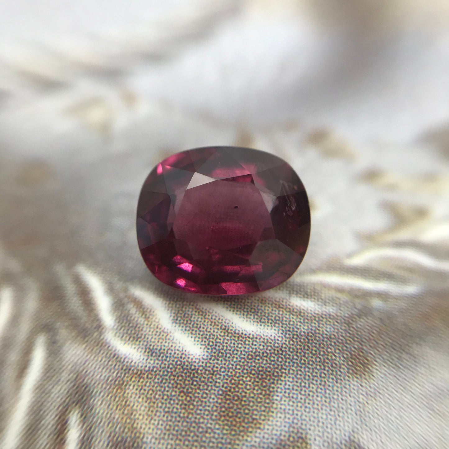 Natural Rhodolite Garnet, 2.14 carat, 8.3x7.2mm Cushion Cut Purple Red Garnet, Faceted Raspberry Garnet Gem, Pink Garnet