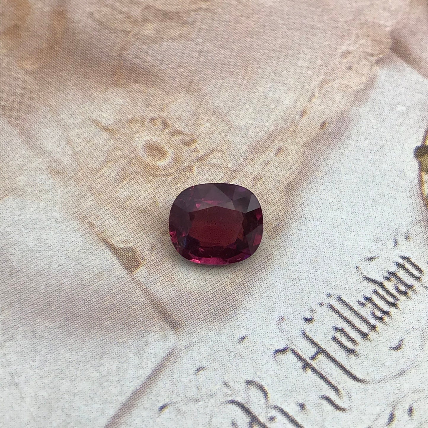 Natural Rhodolite Garnet, 2.14 carat, 8.3x7.2mm Cushion Cut Purple Red Garnet, Faceted Raspberry Garnet Gem, Pink Garnet