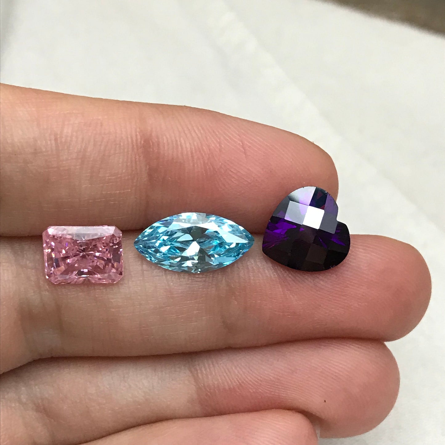 Pick One- Blue, Pink & Purple Cubic Zirconia 4-6 carats of CZs, Heart, Marquise, Rectangle cut Loose Faceted Loose Gemstones, Multi Color CZ