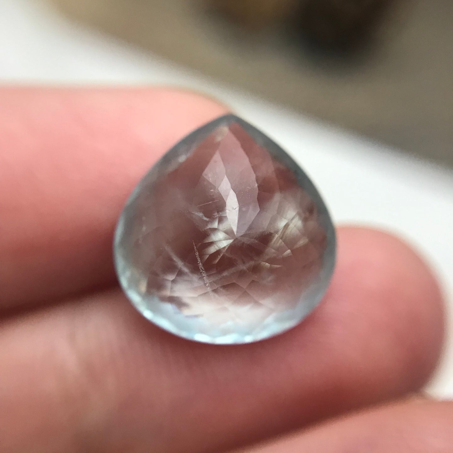 8.23 carat Aquamarine Approx. 14.5x14mm Fat Pear Cut, Natural Included, Blue Aquamarine, Faceted Loose Gem,